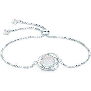 Sterling Silver Opal Bracelet Women Adjustable Pear Round Oval Jewelry